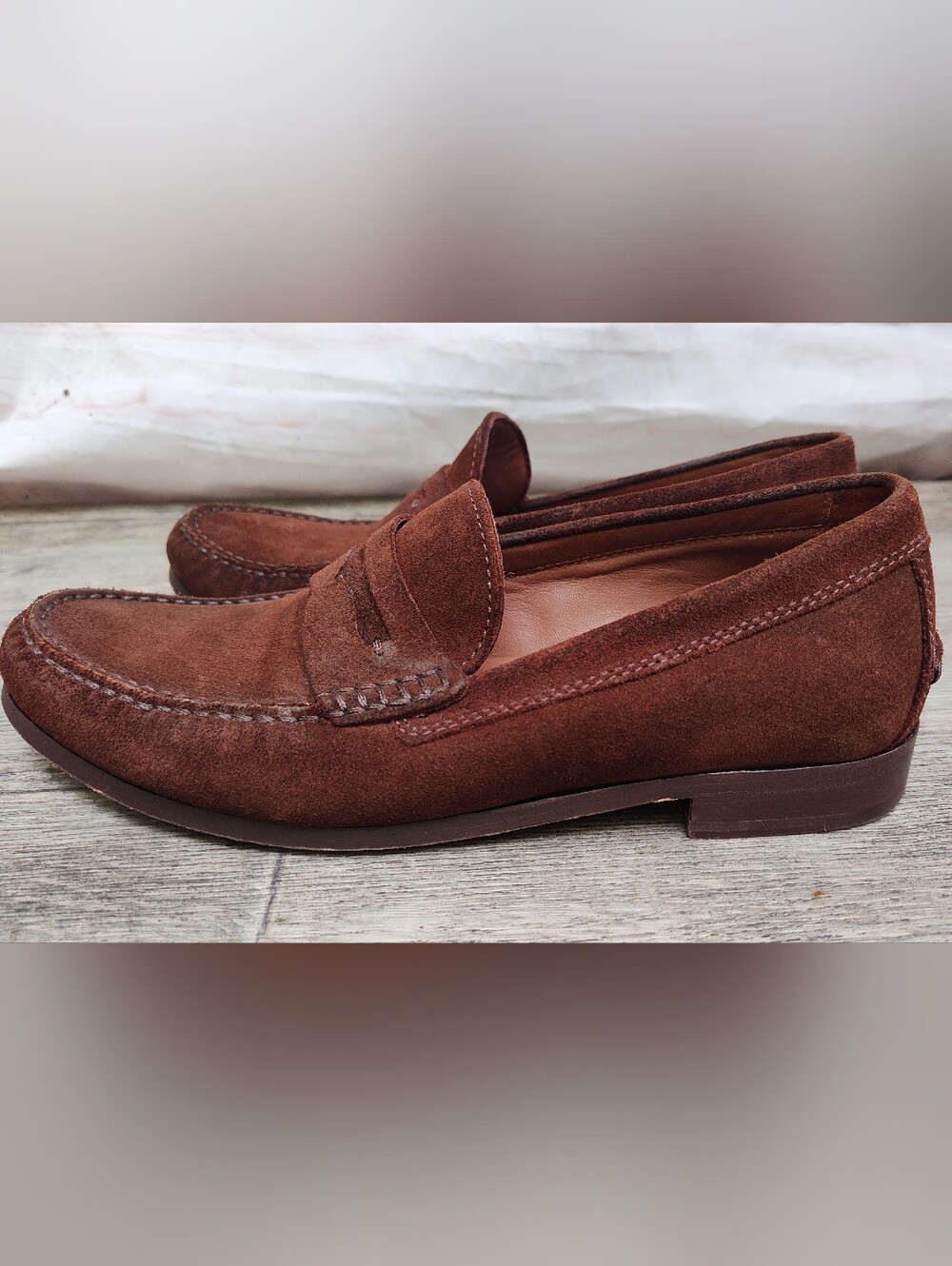 Johnston & Murphy Brown Suede Baldwin Penny Loafers,Sz 10M - Picture 4 of 8
